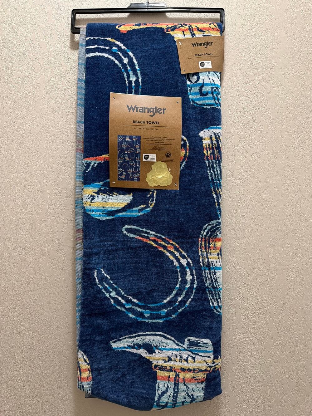 Wrangler Western Beach Towel Navy Blue 36”X68”